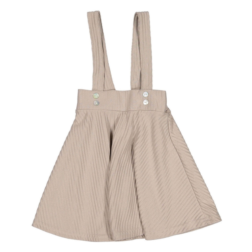 Nunubiel Pleats Dungarees Skirt Beige Suspender Made In Korea Girls 6-7 Y